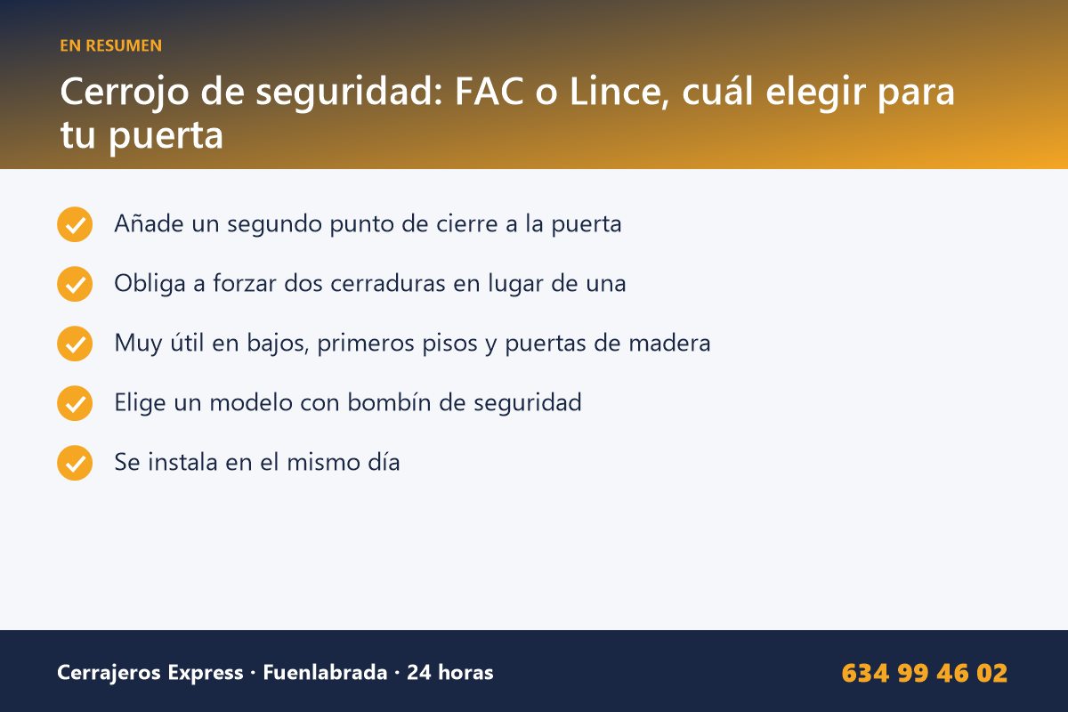 Resumen: Cerrojo de seguridad: FAC o Lince, cuál elegir para tu puerta